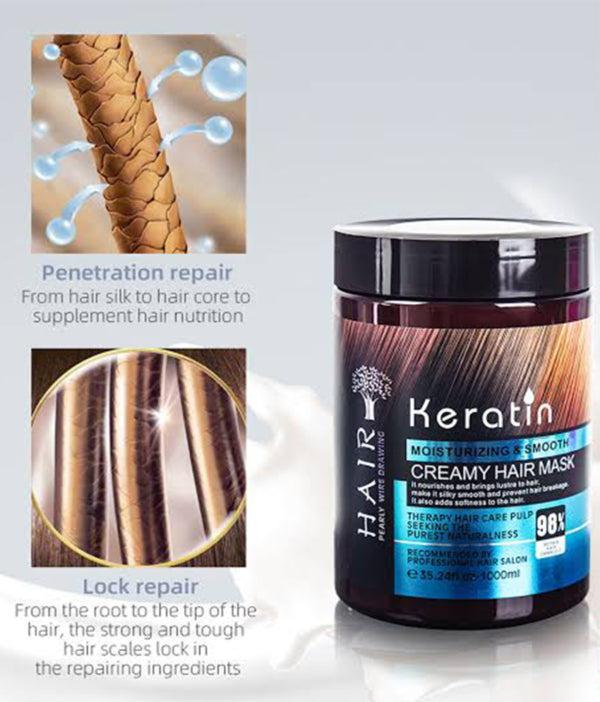 Argan Keratin Creamy Hair Mask Moisturizing & Smooth 1000ML. -
