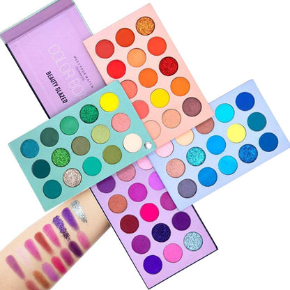60 Colors Eyeshadow Palette, 4 in1 Color Board Makeup Palette Set Highly Pigmented Glitter Metallic Matte Shimmer Natural Ultra Eye Shadow Powder Easy to Blend - AM Store