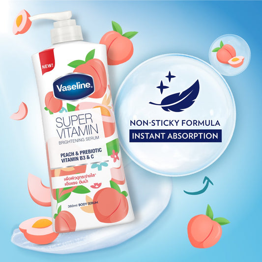 Vaseline Supervitamin Peach & Prebiotic Vitamin B3 & C brightening SERUM (360ml)