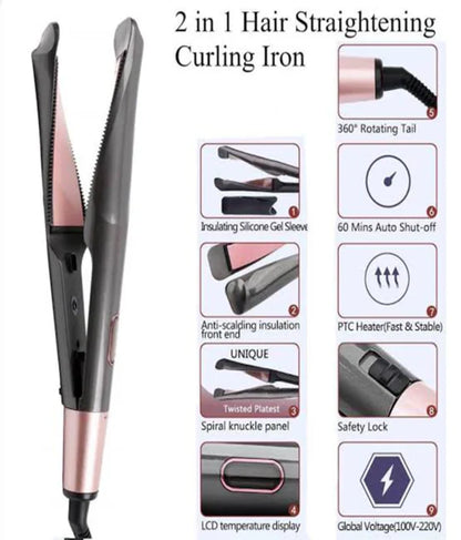 Unique Twisted Plate 2 in 1 Hair Curling