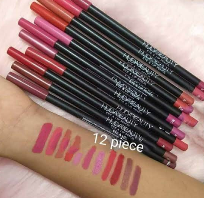 Huda Beauty Matte 12 Thin Lip Pencils Set
