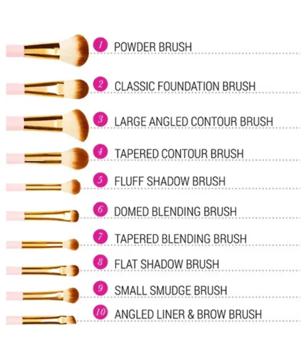 BH Cosmetics - Pink Perfection 10 Piece Brush Set with a box - AM Store